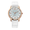 Two Tone Dial Women Quartz Watch Leather Strap