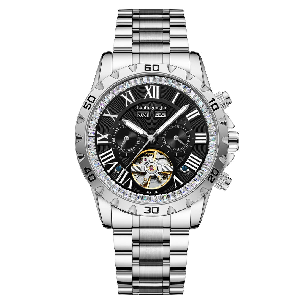 Mechanical watch with steel strap for men