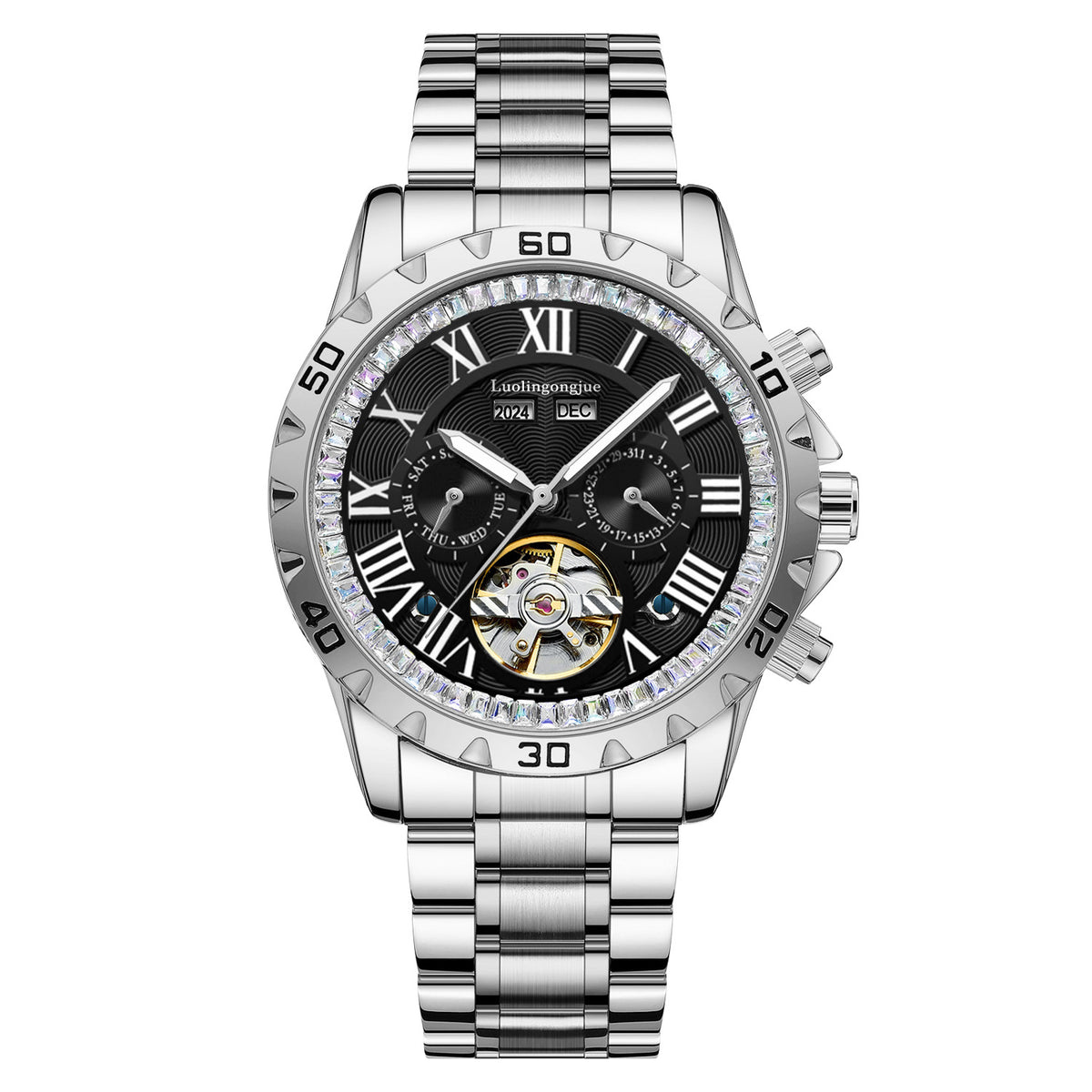 Mechanical watch with steel strap for men