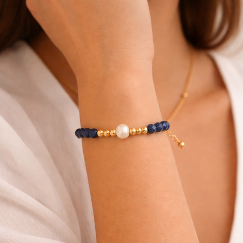 Dainty Pearl and Rose Quartz Adjustable Bracelet