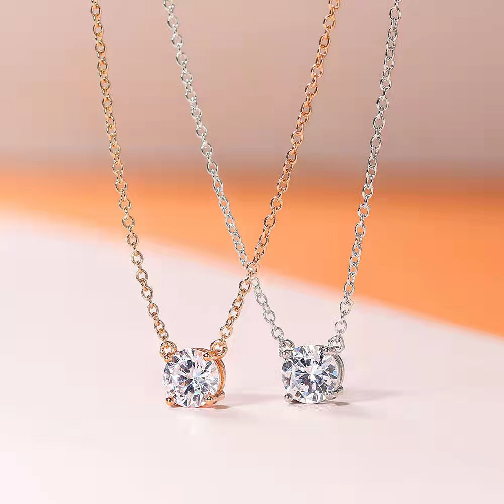 18K Gold Plated Simulated Diamond Pendant Necklace