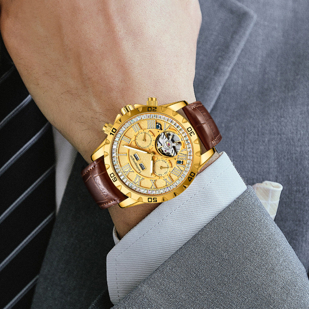 Mechanical watch with steel strap for men