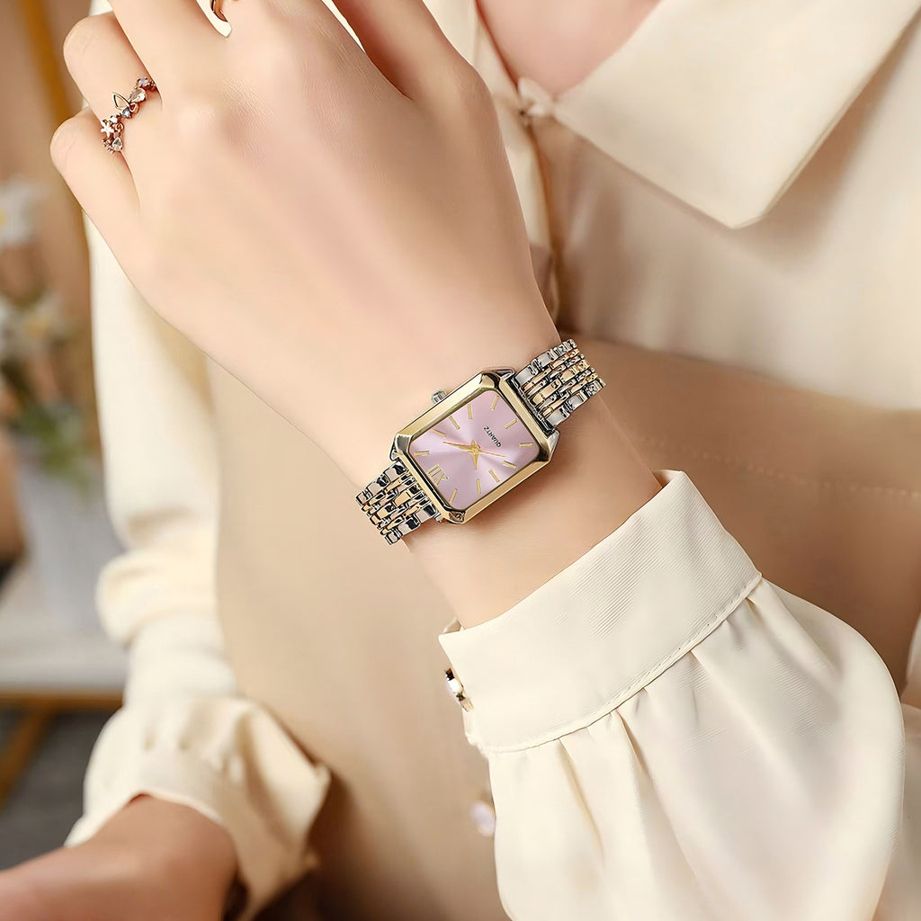 Square Quartz Women Watch Steel Band