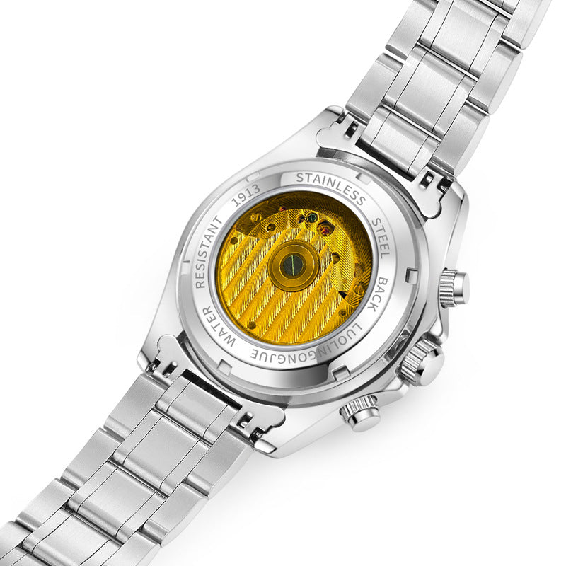 Mechanical watch with steel strap for men