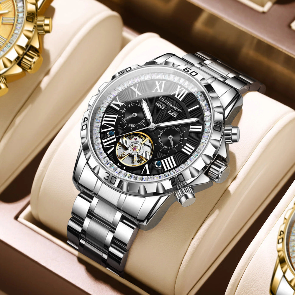 Mechanical watch with steel strap for men