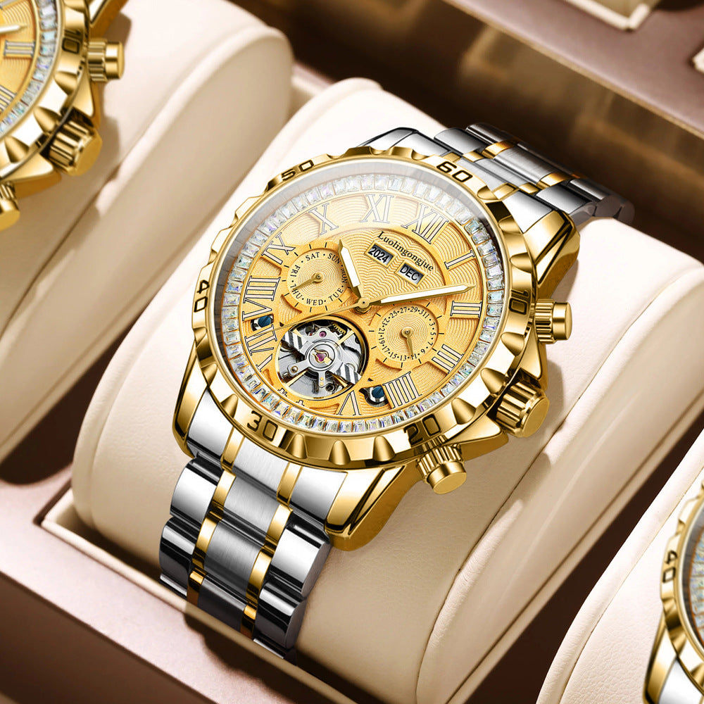 Mechanical watch with steel strap for men