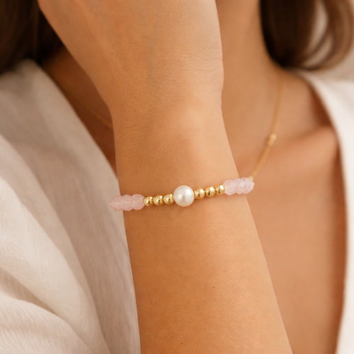 Dainty Pearl and Turquoise Adjustable Bracelet