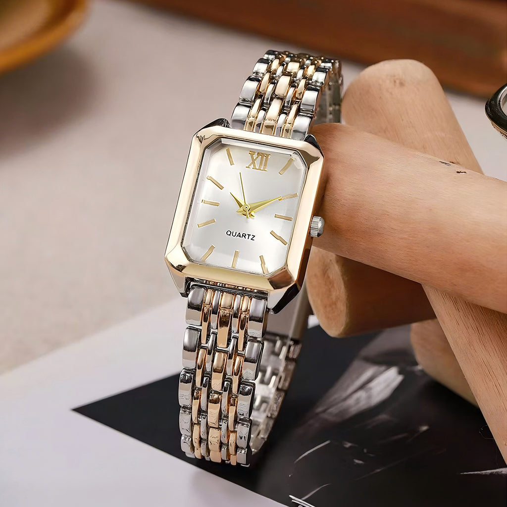 Square Quartz Women Watch Steel Band