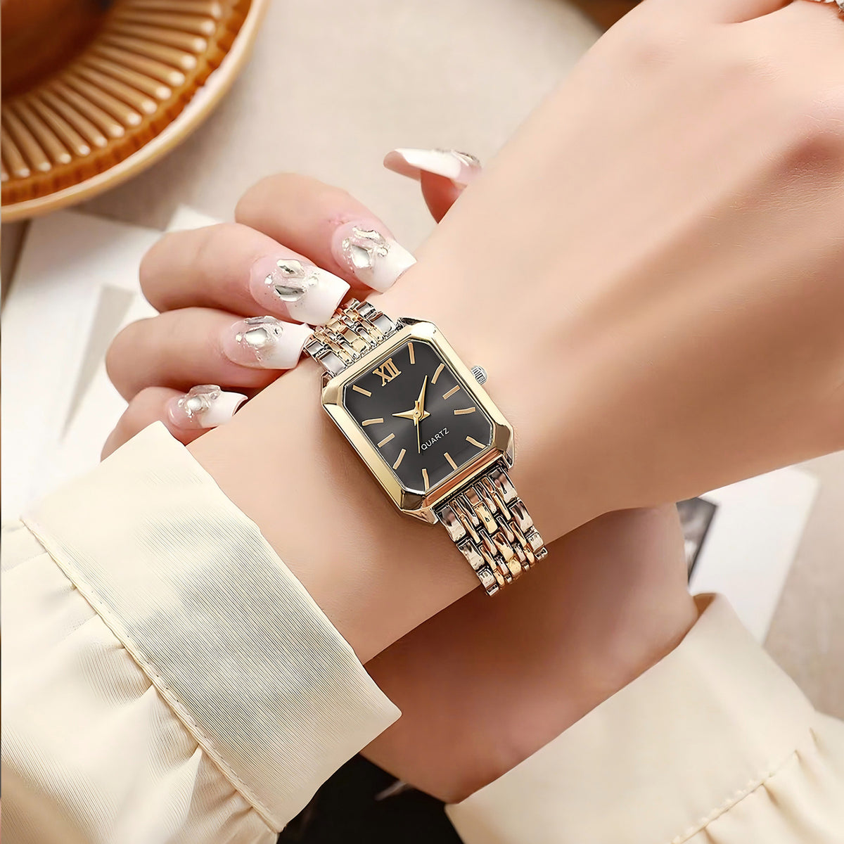 Square Quartz Women Watch Steel Band