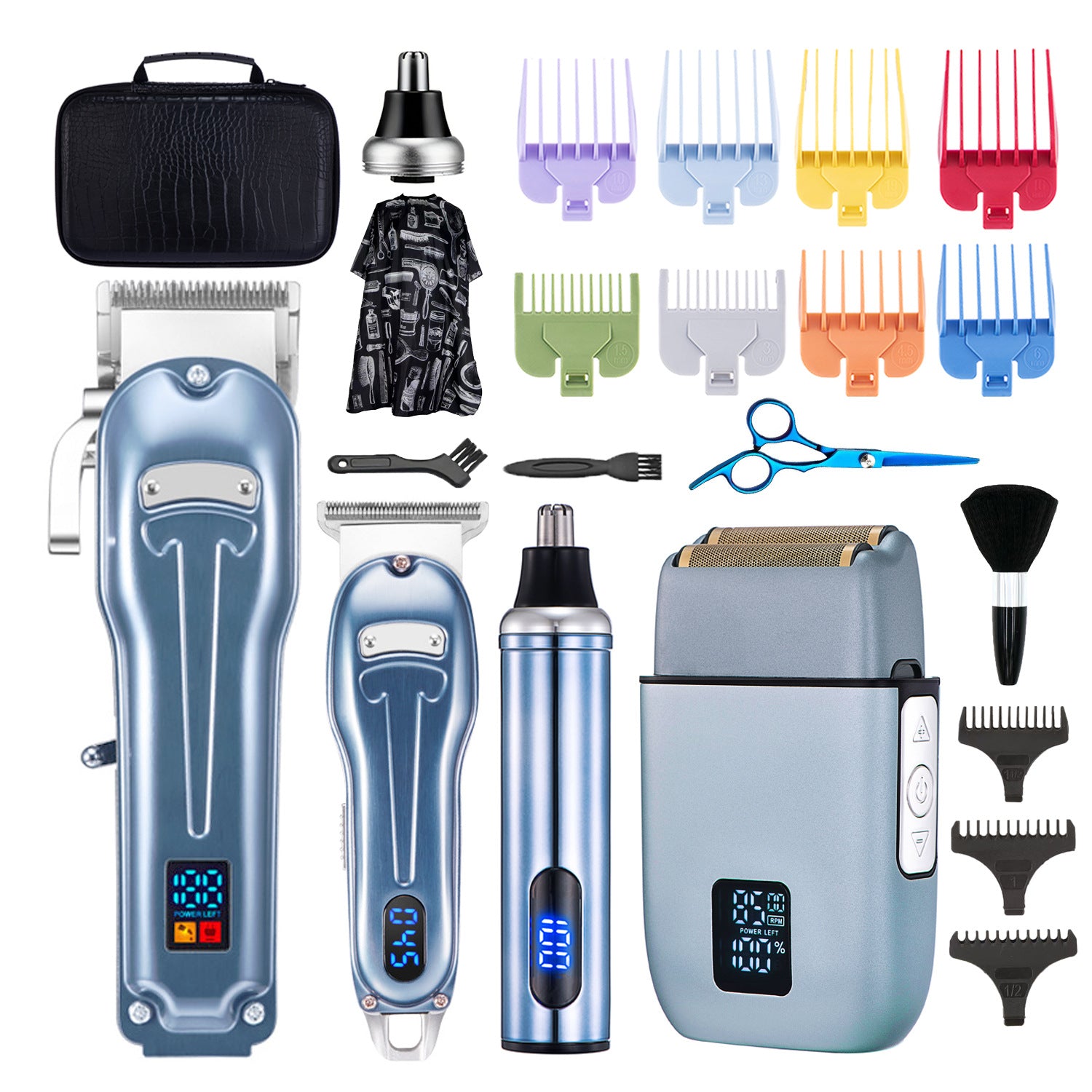 Professional Cordless Hair Trimmer with Nose and Foil Attachments