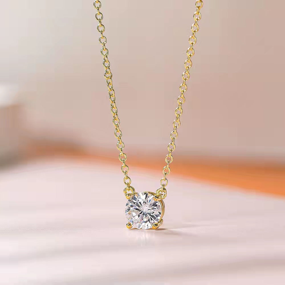 18K Gold Plated Simulated Diamond Pendant Necklace