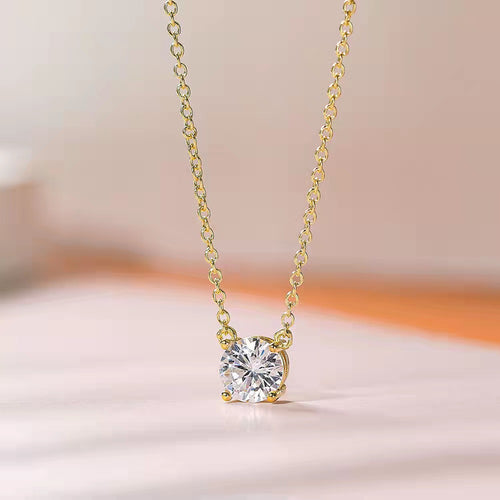 18K Gold Plated Simulated Diamond Pendant Necklace