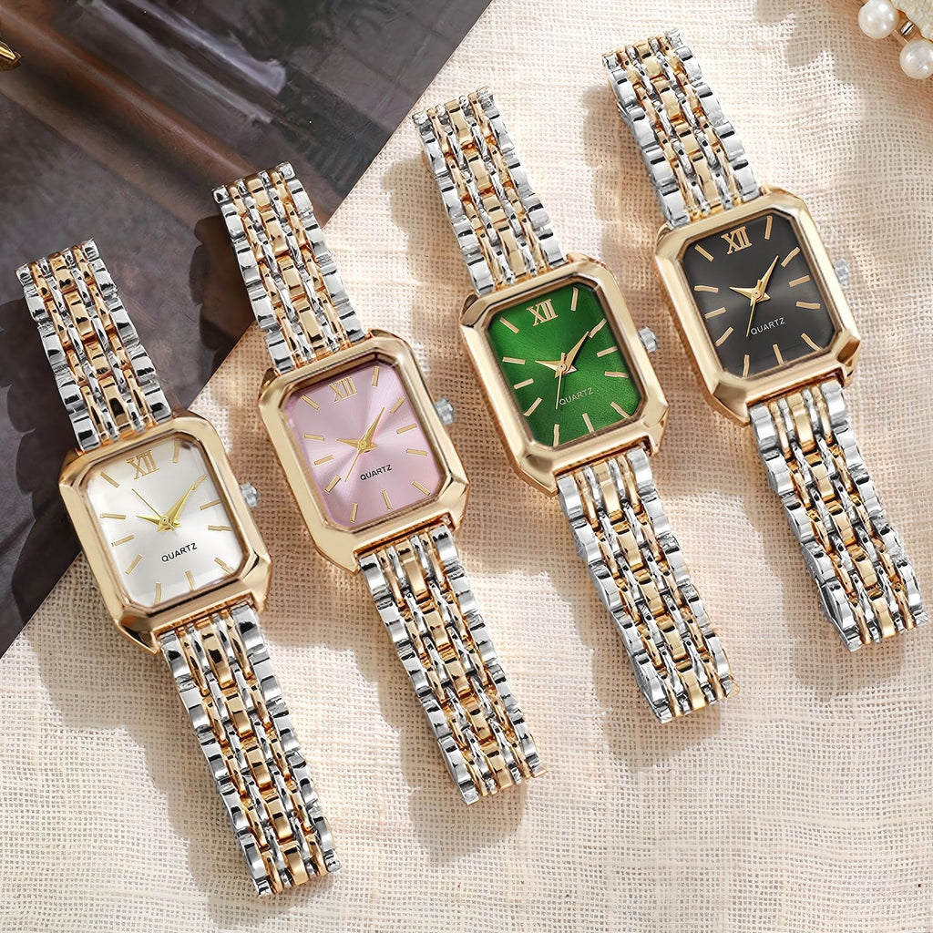 Square Quartz Women Watch Steel Band